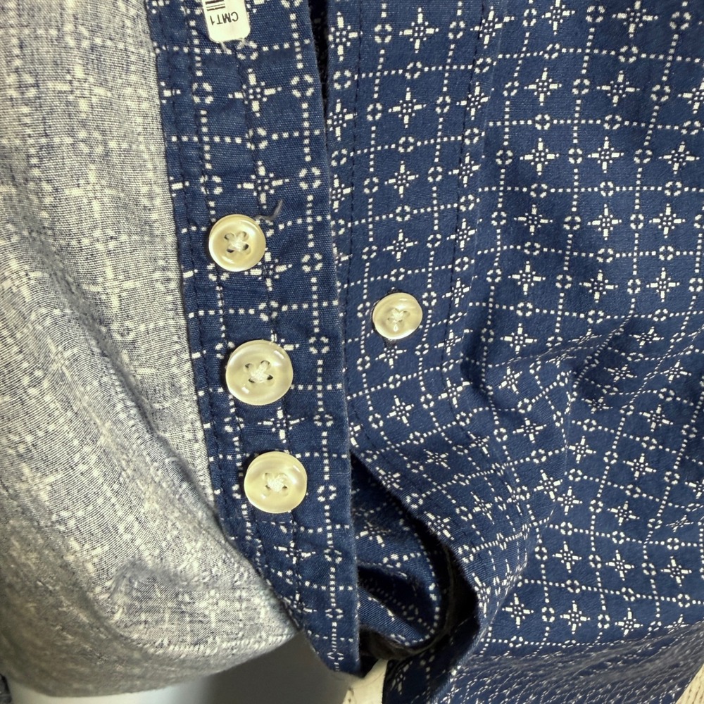 Rough Stock Panhandle Slim Mens XL Blue Geometric Cotton Button Up Shirt Western - Picture 6 of 11